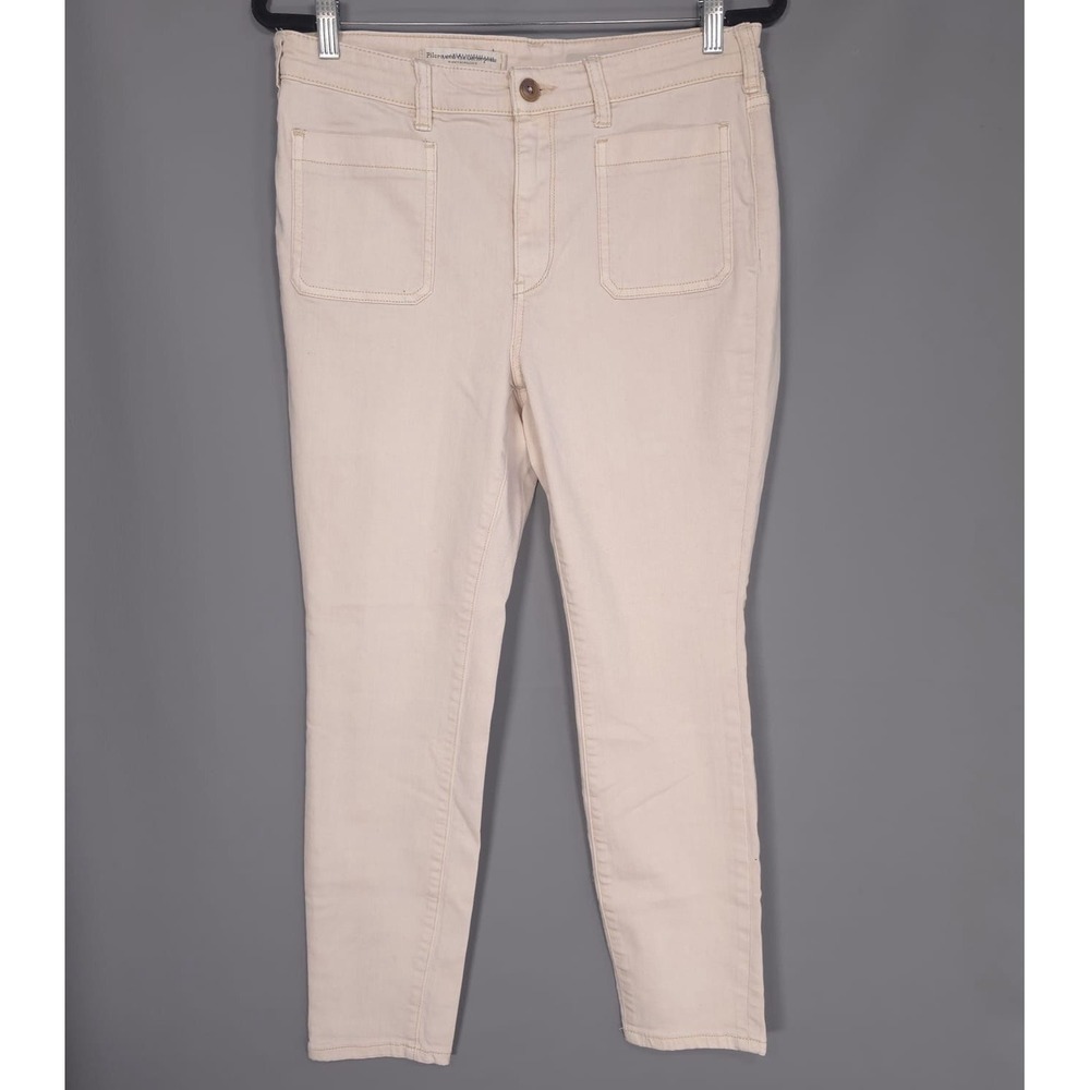 Pilcro Anthropologie Women's 31 Jeans Pants High Rise Skinny Beige Front Pockets
